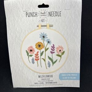 Needle Creations Wildflowers Punch Needle Kit Hoop Cottage Intermediate 6" New